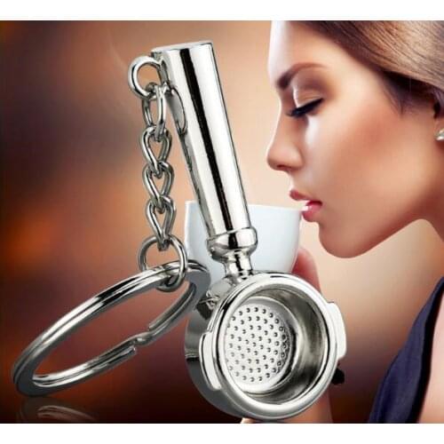 1PC Barista Coffee Tamper Keychain Coffee Machine Handle Moka Pitcher Keyring Portable Coffeeware Espresso Accessories QA 057