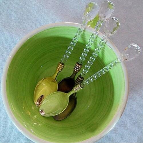 1pcs Crystal Handle Tea Coffee Spoon Ice Cream Spoon Dessert Ladle Scoop for Home/Bar Kitchen Accessories Free Shipping