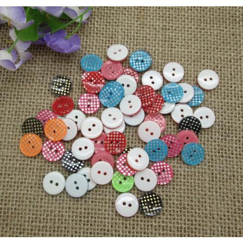 100pcs 15mm Mixed Round Dot Pattern Resin Buttons For Clothes Crafts Sewing Decorative Needlework Scrapbooking DIY Accessories