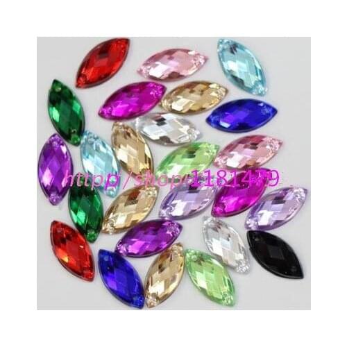 100pcs Flatback Acrylic Horse Eye Sewing Rhinestone Button Sew on beads Decorative Accessories