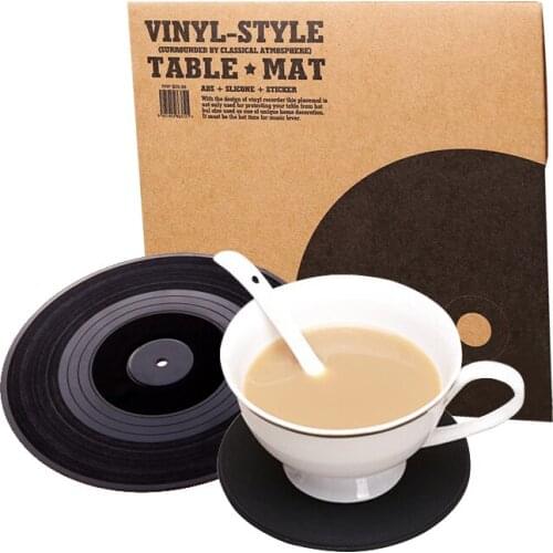 2/4 6/PCS Plastic Vinyl Record Table Placemats Simple and Creative Mug Coaster Heat-resistant Cup Coasters Environmental