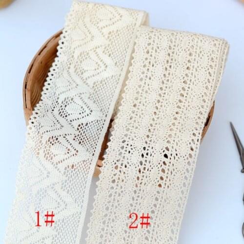 2 Meters/lot Cotton Lace Trim Beige Clothing Decorative Lace Ribbon Handmade Patchwork DIY Hometexile Sewing Materials