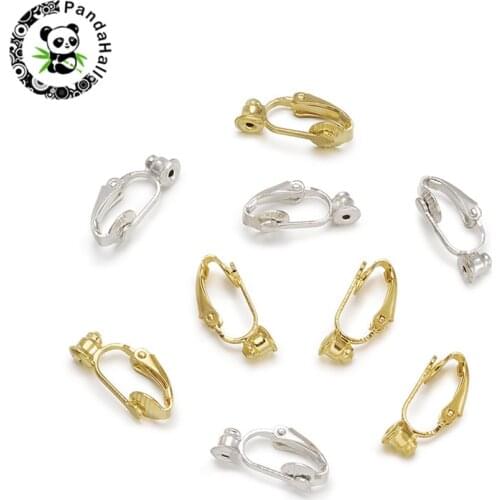300pcs Brass Clip on Earring Converter Metal Earring Components For Jewelry Making DIY Golden Silver 19x6x9mm, hole: 1mm