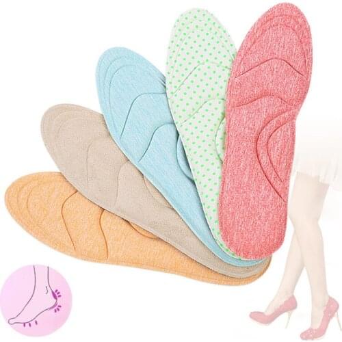 4D Womens High Heels Insoles Summer Breathable Pain-Proof Sweat-Absorbing Massage Soft For Foot Shoes Pad Sponge Arch Biroche
