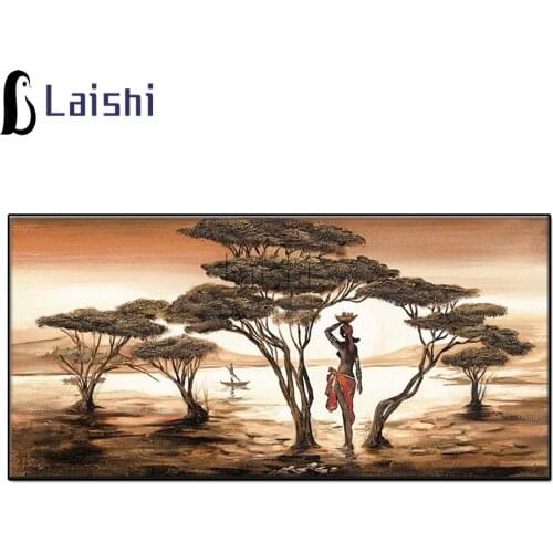 5D DIY diamond embroidery sunset tree African woman full square round rhinestone diamond painting kits cross stitch decor mosaic