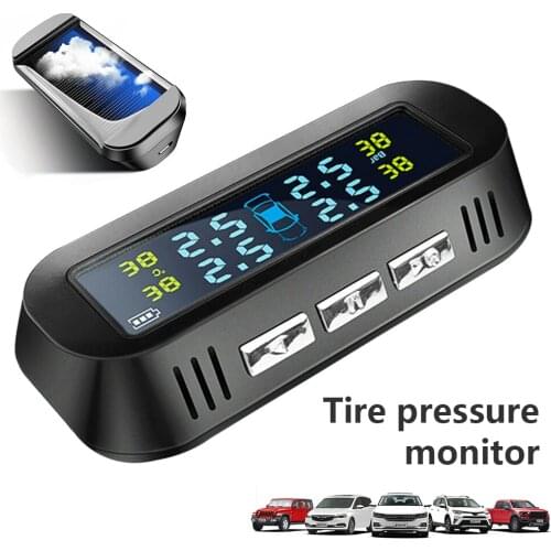 Auto Security System Tyre Pressure USB TPMS Solar Power TPMS Car Tire Pressure Alarm Adjustable Monitor Temperature Warning
