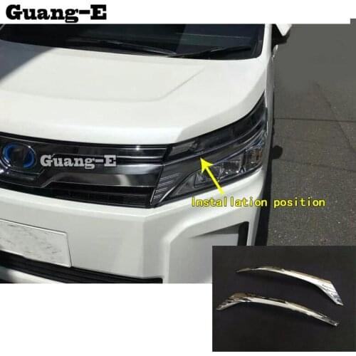 Car Sticker Body Head Front Eyebrow/Trim Light Lamp Frame Cover 2pcs For Toyota Noah Voxy 80 Series 2014 2015 2016 2017 2018