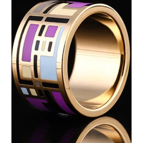 Blucome Perfect Purple Enamel Stainless Steel Rings For Women Party Gifts Collares Esmalte Rings Brand Dubai Accessories Anel