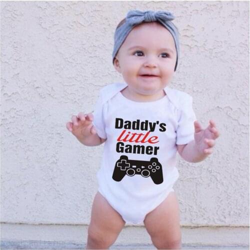 Daddys Little Gamer Newborn Baby Bodysuit Casual White Jumpsuits Baby Body Boys Girls Clothing Outfits 0-24M Drop Ship