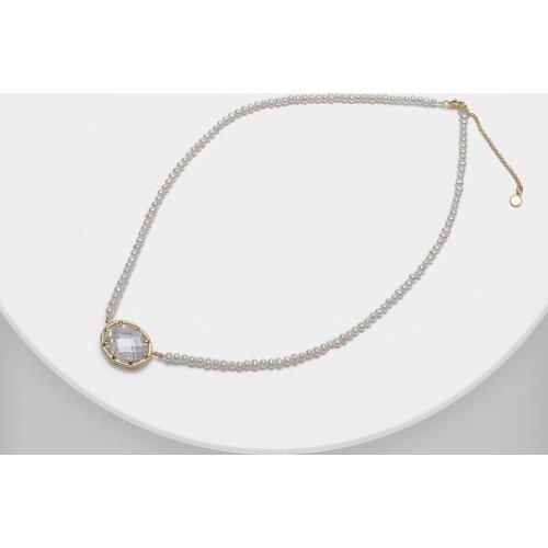 Amorita boutique 925 Oval design stylish temperament elegant pearl necklace
