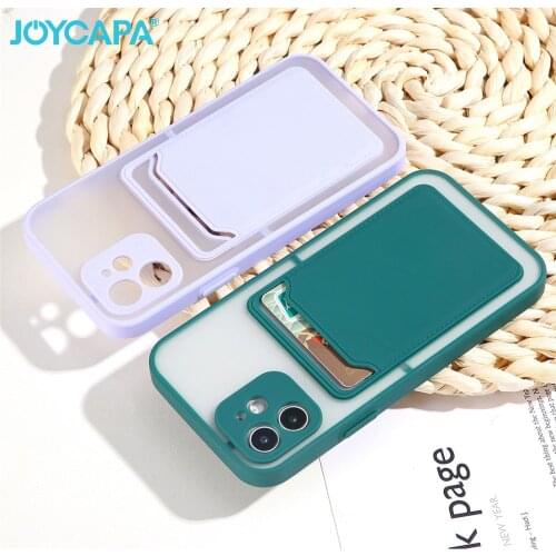 Card Holder Luxury Case For iPhone 12 11 Pro Max XR X S 6 7 8 Plus SE Mini Shockproof Bumper Armor Matte Soft Hard PC Cover Capa