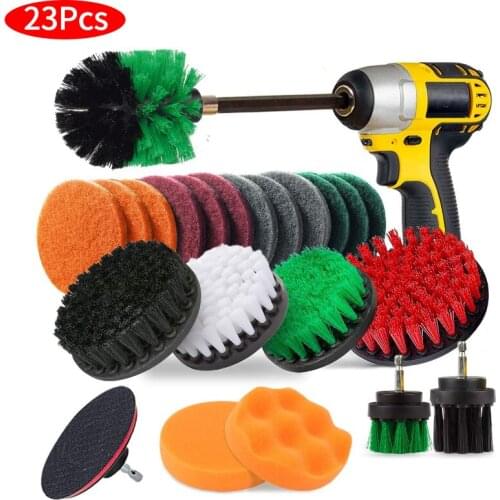 Electric Drill Cleaning Brush for Grout, Tiles, Sinks, Bathtub, Bathroom,Tub Drill Brush and Scrub Pads Attachments Set