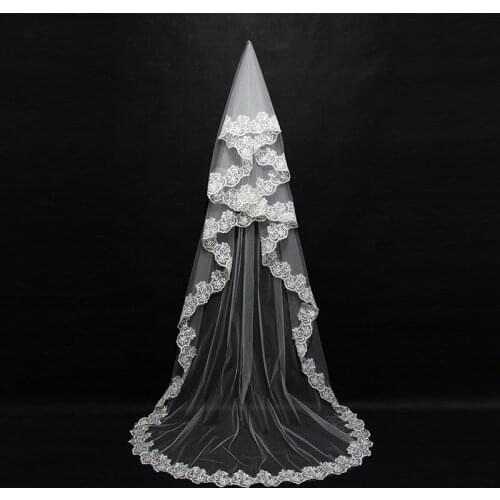 2019 Mariage 3M One Layer Lace Edge White Ivory Catherdal Wedding Veil Long Bridal Veil Cheap Wedding Accessories Veu de Noiva