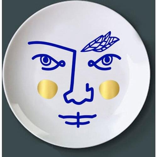 Classic Bronzing face Round ceramic Hanging Plate, Home Decoration Swing Plate, Janus designer Art Ornaments