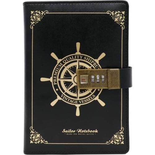 A5 Leather Journal with Combination Lock, Vintage Lock Agenda Personal Planner Organizers, Diary Book for Men, Women, Girl, Boy