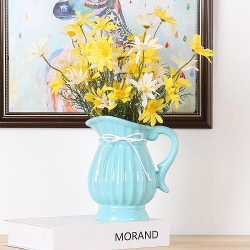 Nordic Vase with handle ceramic vase home decoration ornament flower Vase for home wedding Decoration Single ear vase decoration