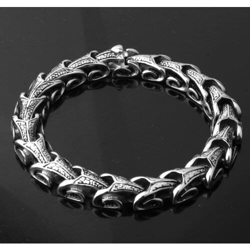 Cool Stainless Steel Dragon Grain Man Bracelets For Men Punk Rock Keel Mens Bracelet & Bangles Jewelry Armband