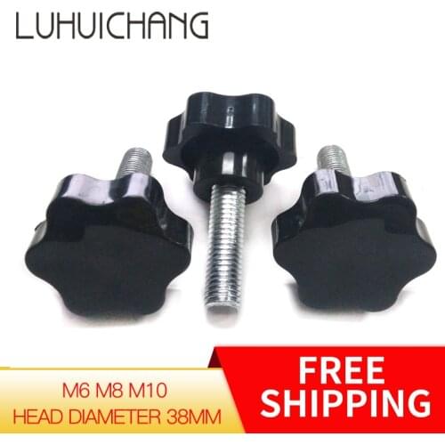 LUHUICHANG 10pcs M6 M8 M10 38# Thread Star Shaped Clamping Nuts Knob For Industry Equipment Bakelite Plastic Head Handle Screw