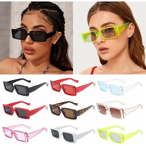Fashion Design Wide Frame Small Square Sunglasses Retro Women Rectangle Sun Glasses Candy Color UV400 Eyewear