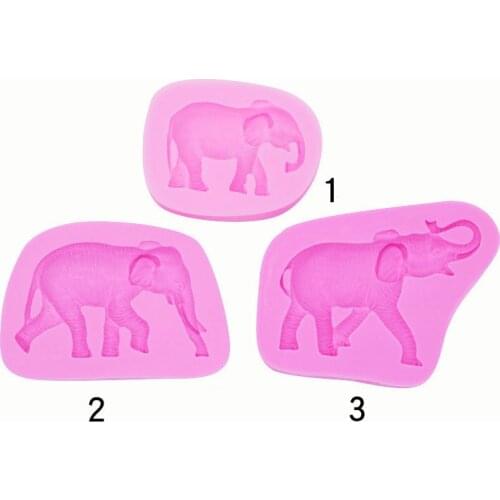 Cartoon Animal Elephant Family Molds Silicone Pink Fondant DIY Keychain Cake Decoration Tools Baking Accessories A543
