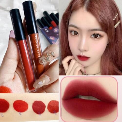 5pcs Velvet Matte Lipstick Set Pumpkin Matte Non-stick Cup Non-fading Lip Gloss Set Long-lasting Waterproof Lip Makeup TSLM2
