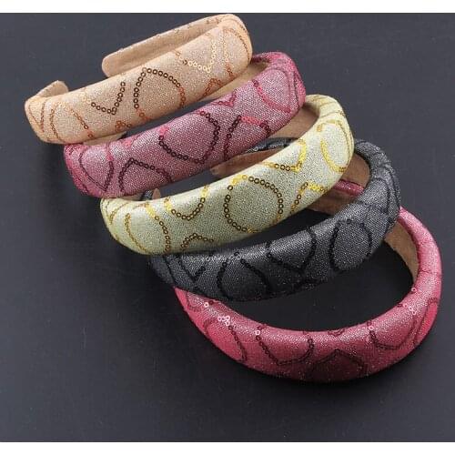 New Fashion Simple Sponge Fabric Sequin Peach Heart Hair Hoop Girls Beach Party Travel Gift Hair Accessories 914