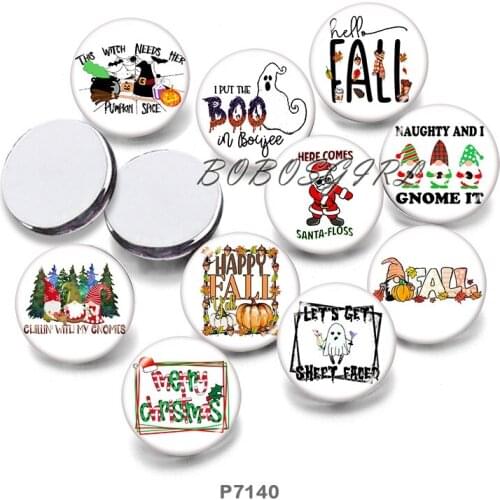 FALL Christmas Halloween 12mm18mm 20mm Snap button jewelry DIY Bracelet Round photo glass cabochons P7140