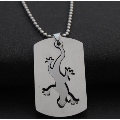 Dinosaur Chameleon Stainless Steel Necklace Removable Animal Dragon Salamander Gecko Lizard Amulet Pendant Necklaces
