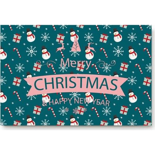 Merry Christams Snowman And Christams Present Bath Rugs Christmas Doormat Non-Slip Door Mat Carpet Bathroom Accessories