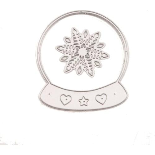 Snowflake Crystal Ball Frame Metal Cutting Dies Stencil DIY Scrapbooking Embossing Paper Card Making Decor