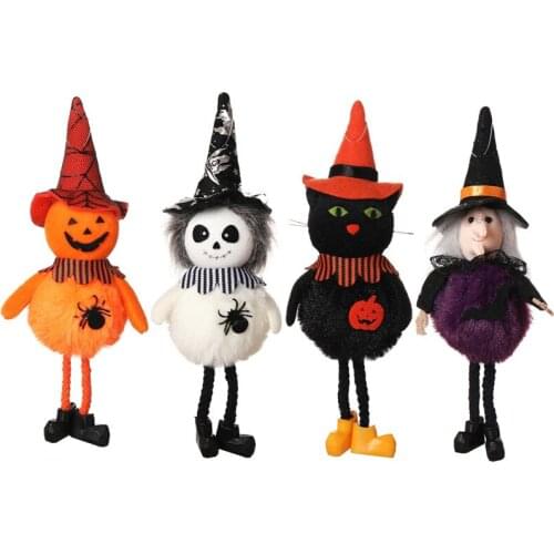 Halloween Decor Hanging Ornaments Pumpkin Witch Black Cat Skeleton Round Body Belly Drop Halloween Decoration Dolls