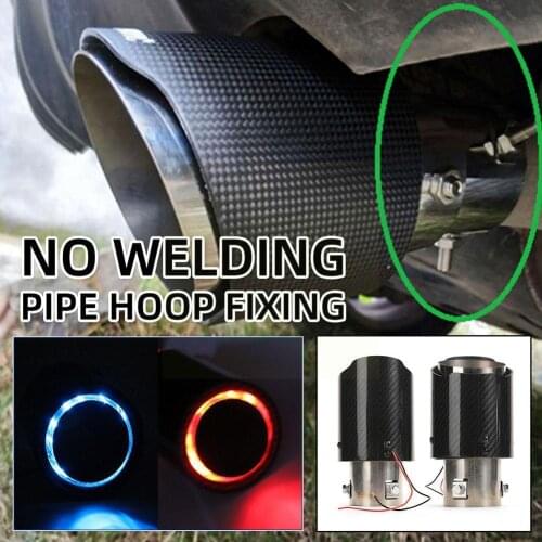 Universal Car LED Exhaust Tip Pipe Red/Blue Light Flaming Pipe Throat Modified Tail Straight Outlet Exhaust Car Single F4H1