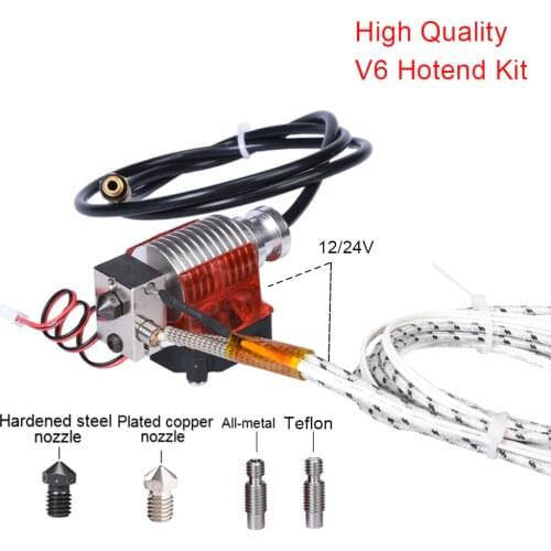 V6 J-head Hotend Extruder For E3D V6 Bowden Extruder Plated Copper Block Hardened Steel Nozzle+Cooling Fan PTFE 3D Printer Parts