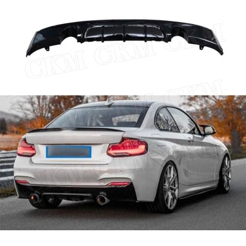PP Material Carbon Look Rear Diffuser Gloss Black Bumper Cover for BMW 2 Series F22 M Sport 2014-2017