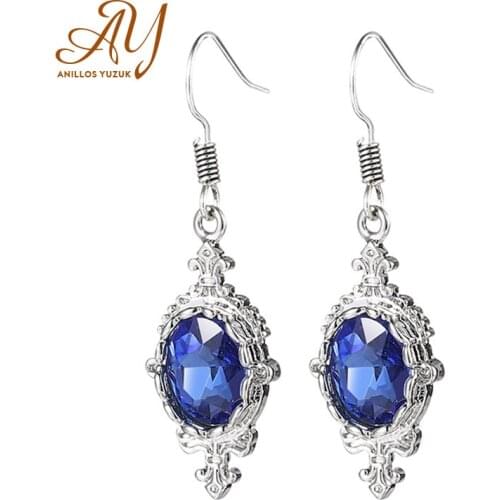 Anillos Yuzuk Vintage 925 Silver Sterling Luxury Round Topaz Drop Earrings For Women High Quality Engagement Gemstone Jewelry