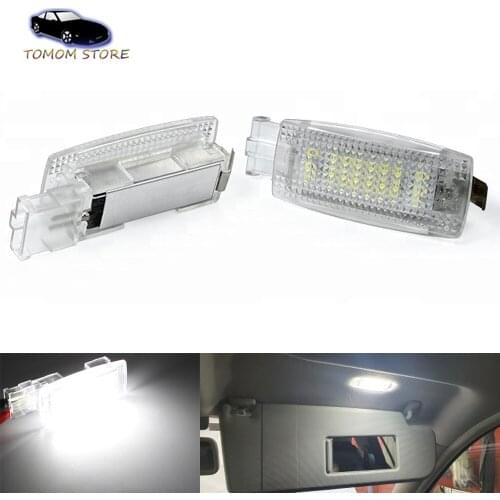 1Pair White LED Car Roof Dome Reading Vanity Mirror Light For VW Bora Golf 4 5 6 7 GTI Jetta Passat CC Polo Phaeton Scirocco EOS