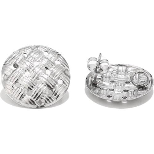 10pcs/lot Stainless Steel Hollow Stud Earring Posts Back Set with Loop Earring Pad Base Butterfly Stoppers DIY Earring 20MM