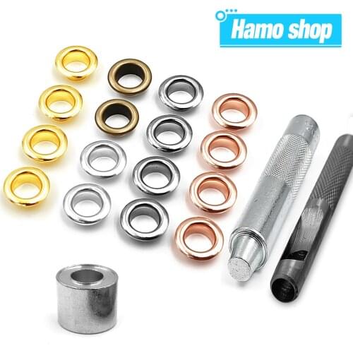 100pcs 8mm Hole Metal Eyelets Grommets with Washer Set Tool Punch Diy Leathercraft Accessories Shoes Belt Cap Bag Tags Clothes