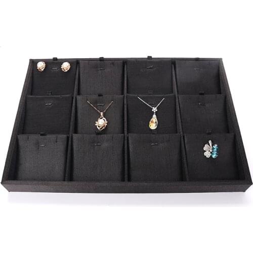 12 Grid Female Jewelry Pendent Display Trays Black Brushed For Earring Bracelet Brooch Ring Show For Women Jewellery Organizers