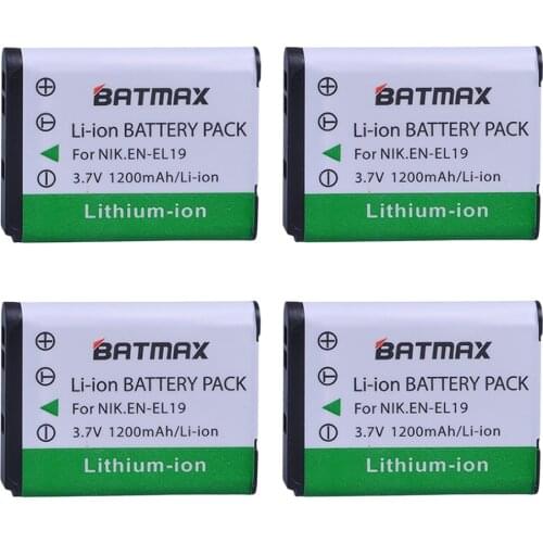 4Pcs EN-EL19 EN EL19 ENEL19 Rechargeable Camera Batteries for Nikon S2500 S2600 S2700 S3100 S3200 S3300 S3500 S4100 S4150 S6500