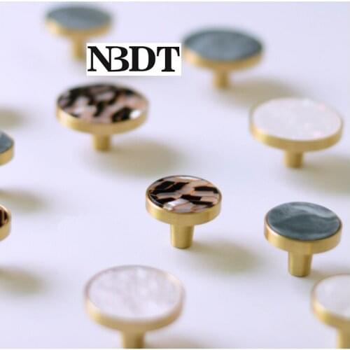 4Pcs Round Solid Brass Cabinet Door Drawer Knob Closet Wall Coat Hat Robe Hook Cupboard Resin Shell Design