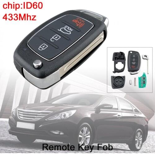 433Mhz 4 Buttons Car Remote Key Fob with ID60 Chip Fit for 2014 - 2017 Hyundai Sonata