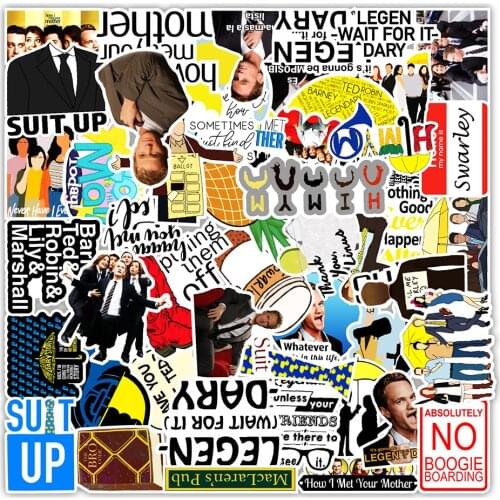 50Pcs / Set How I Met Your Mother Sticker Motorcycle and Suitcase Cool Laptop Sticker Skateboard Sticker Gift
