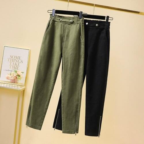 Autumn New Style Korean Harem Pants Womens Pants Loose Large Size Elastic Elastic Waist Fat Girl Carrot Casual Trousers