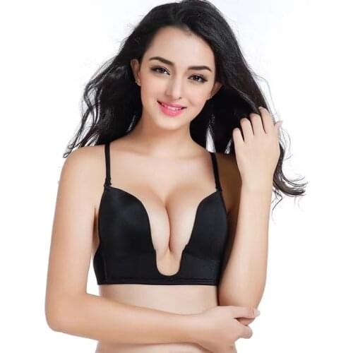 Deep U cup Push Up Women Underwear Seamless Bra Backless Wedding Lingerie Sexy Bras Intimates Invisible Female DropShip