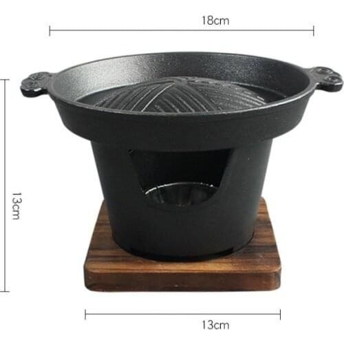 Mini cast iron barbecue grills table BBQ Grilled meat stove one person bbq Iron pan single outdoor portable heating stove 080E