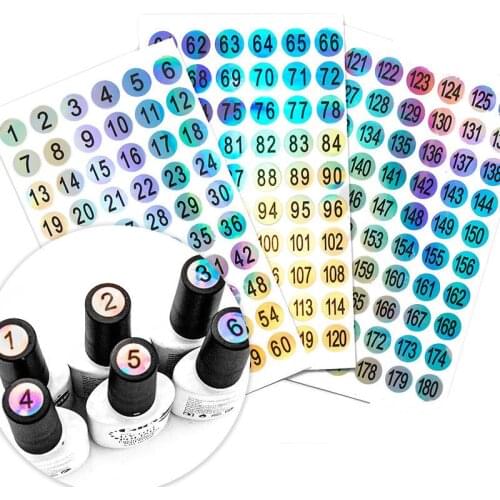 Digital number sticker 1cm round dot laser waterproof Sealing label stickers Paper Marking Decor Nail Manicure Tool1-180