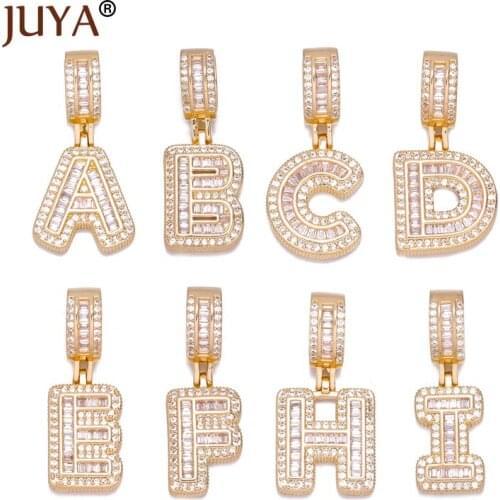 CZ 26 Letters Necklace Pendant Charms Rhinestone Pendants For DIY Bracelet Jewelry Making Hand Made Accessories Supplies