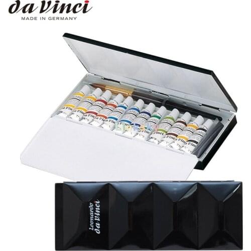 Da Vinci Series 4030, Heavy Enamel Box Watercolor Set, 5ml Tube Watercolor ,12 Basic Colors, with Watercolor Brush, Graphite Pen