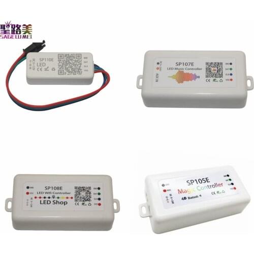 DC5-24V SP110E SP105E LED Bluetooth-compatible controller SP107E music SP108E wifi controller for WS2811 WS2812 pixels StripTape